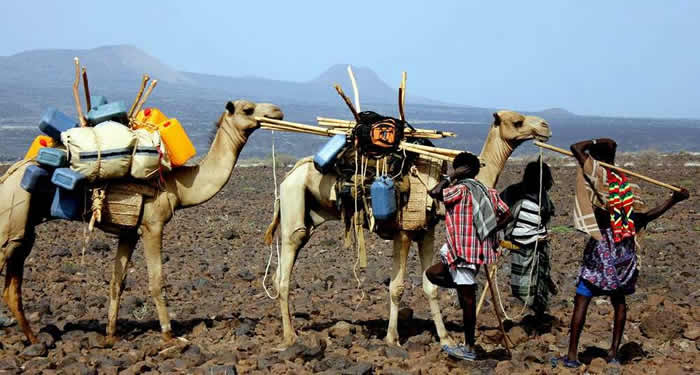 JPW custom Dry bags on an expedition with the Afar people of Ethiopia